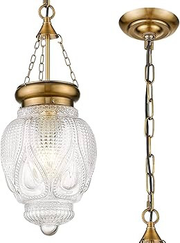 OIYIO Modern Brass Glass Pendant Light for Kitchen Island, Vintage Kitchen Pendant Lights Fixture... | Amazon (US)