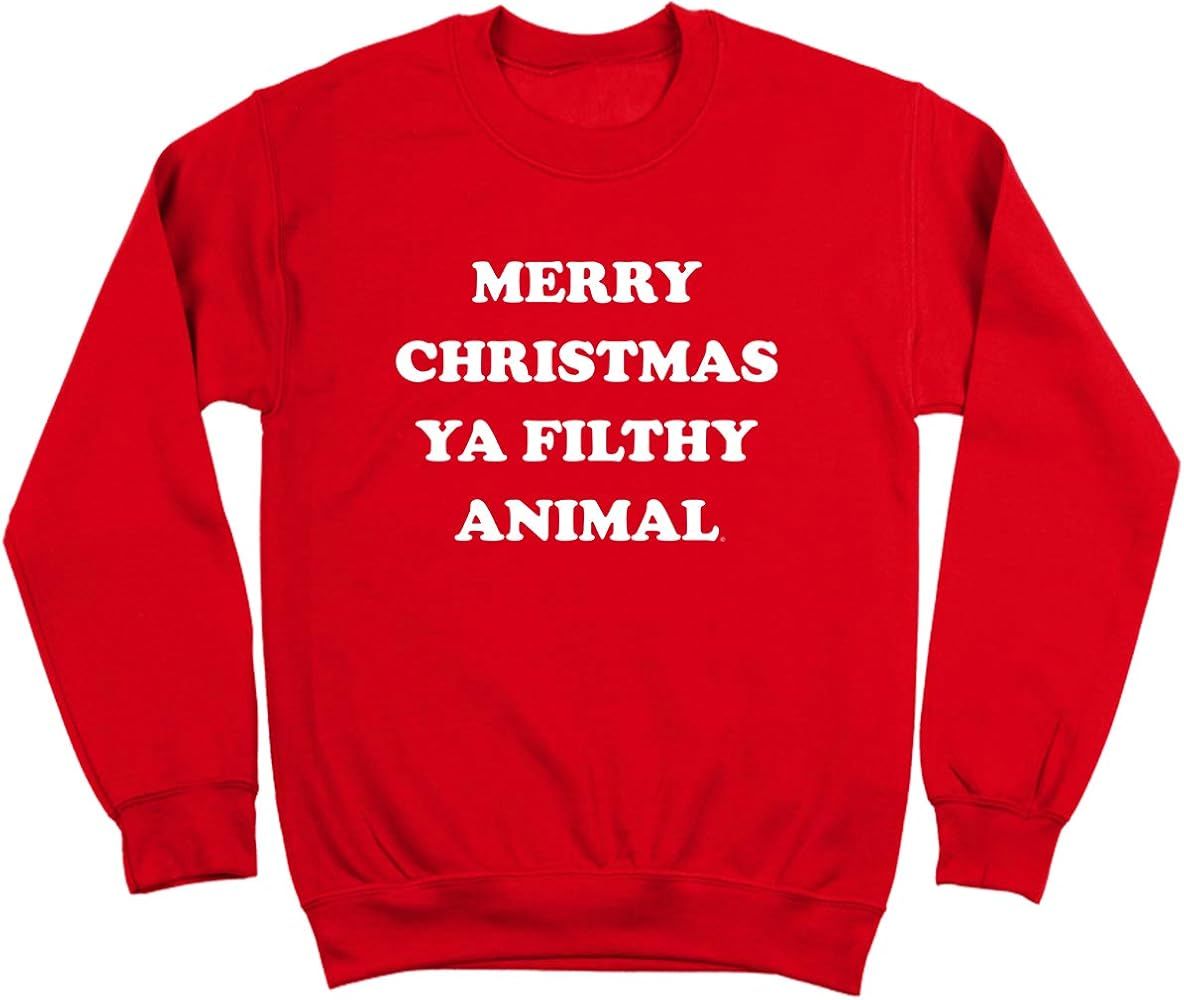Ya Filthy Animal 80s Merry Christmas YFA Mens Sweatshirt | Amazon (US)