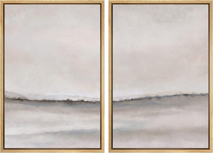 MUDECOR Framed Canvas Print Wall Art Set Pastel Gray Brush Stroke Watercolor Landscape Abstract S... | Amazon (US)