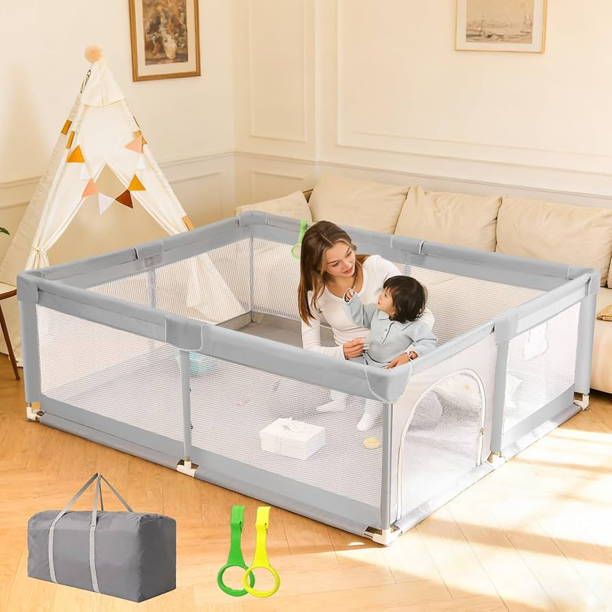 Baby Playpen, 59" x 71" Safety Play Yard for Babies & Toddlers with Non-Slip Base, Baby Fence, So... | Amazon (CA)