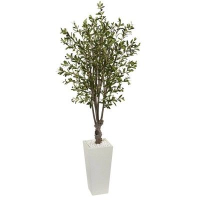 6ft Artificial Olive Tree in White Tower Planter - Nearly Natural | Target
