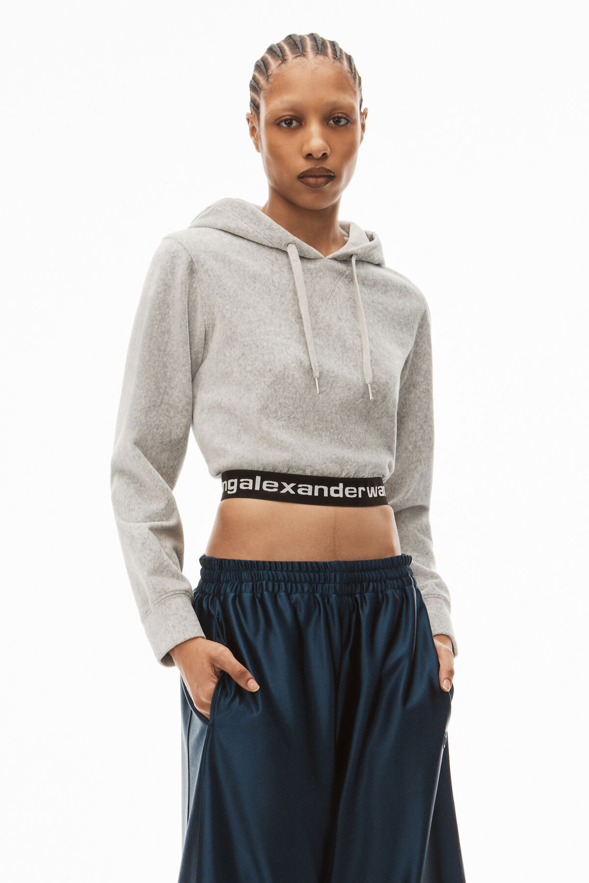 LONG-SLEEVE HOODIE IN STRETCH CORDUROY | Alexander Wang APAC