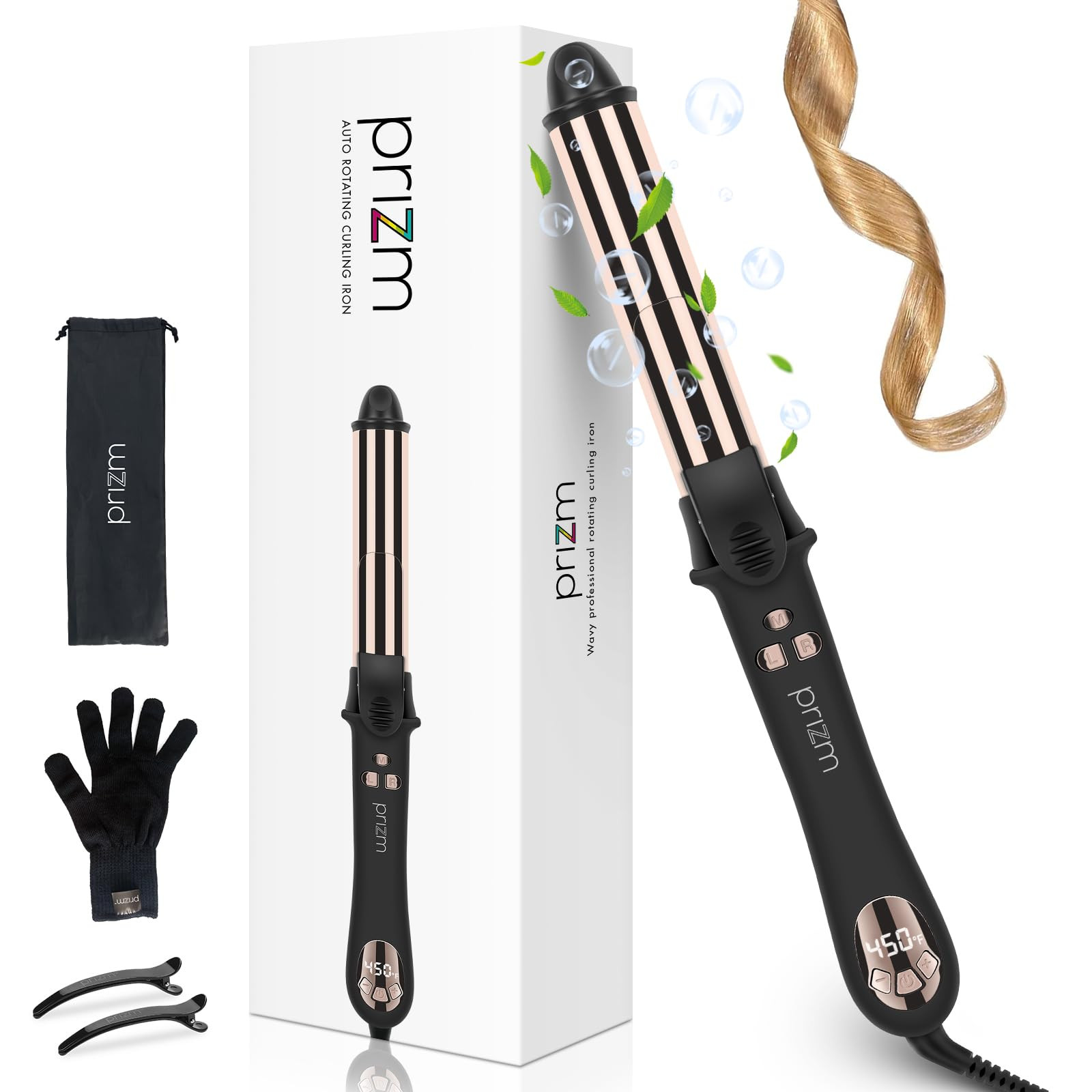 Rotating Curling Iron 1.25inch, Prizm Professional 32mm Automatic Self Spinning Curling Wand, Neg... | Amazon (US)