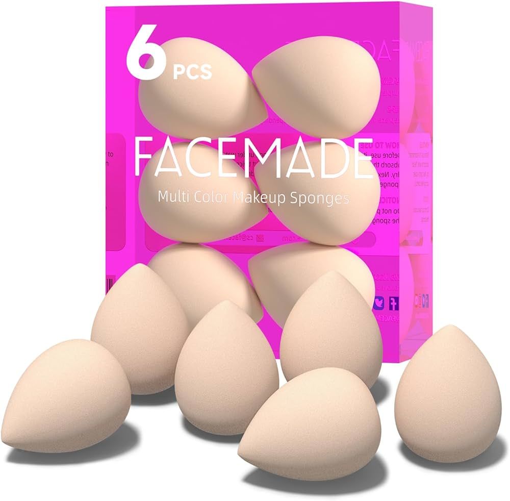 FACEMADE 6 PCS Makeup Sponges Set, Makeup Sponges for Foundation, Latex Free Beauty Sponges, Flaw... | Amazon (US)