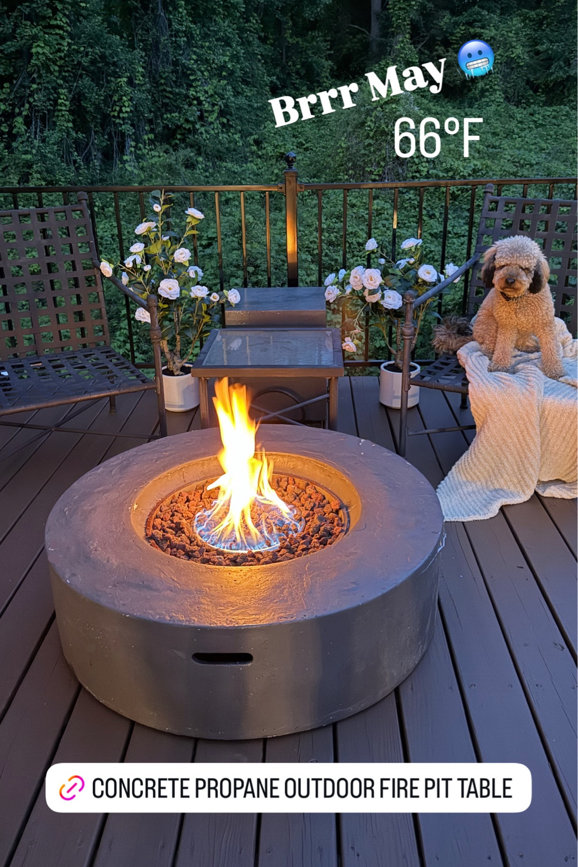 Concrete fire pit with propane tank and cover. Love this !! 

#LTKSeasonal #LTKHome #LTKSaleAlert