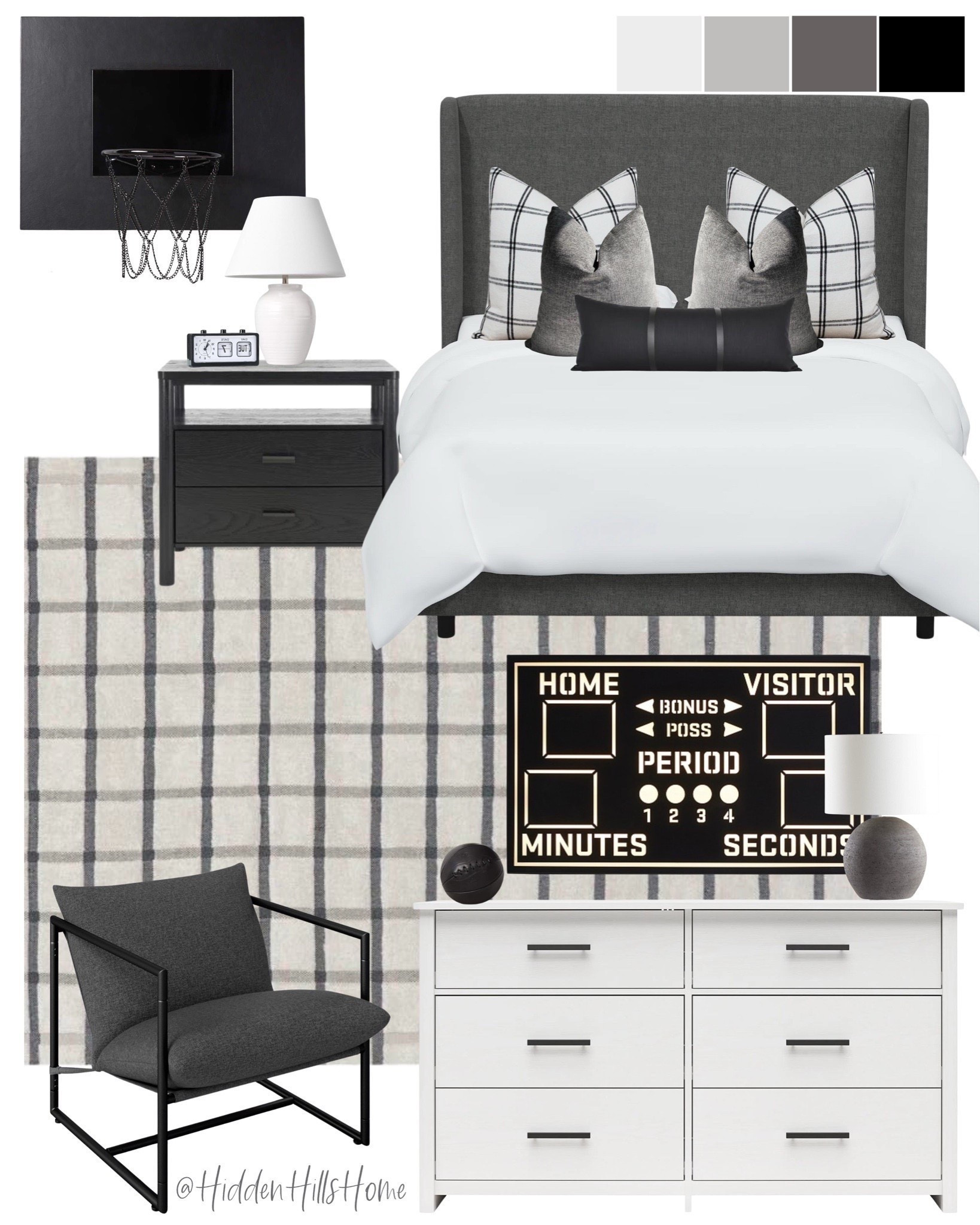 Teen boys basketball bedroom mood board, teen boys room design, modern transitional boys bedroom design #teen

#LTKHome #LTKSaleAlert #LTKKids