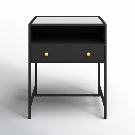 Joss & Main Julina 1 - Drawer 24" Tall Iron Nightstand with Glass Top | Wayfair | Wayfair North America