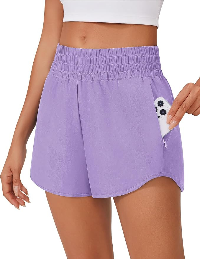 PINSPARK High Waisted Running Shorts for Women 3" Inseam Mesh Liner Quick Dry Sport Athletic Work... | Amazon (US)
