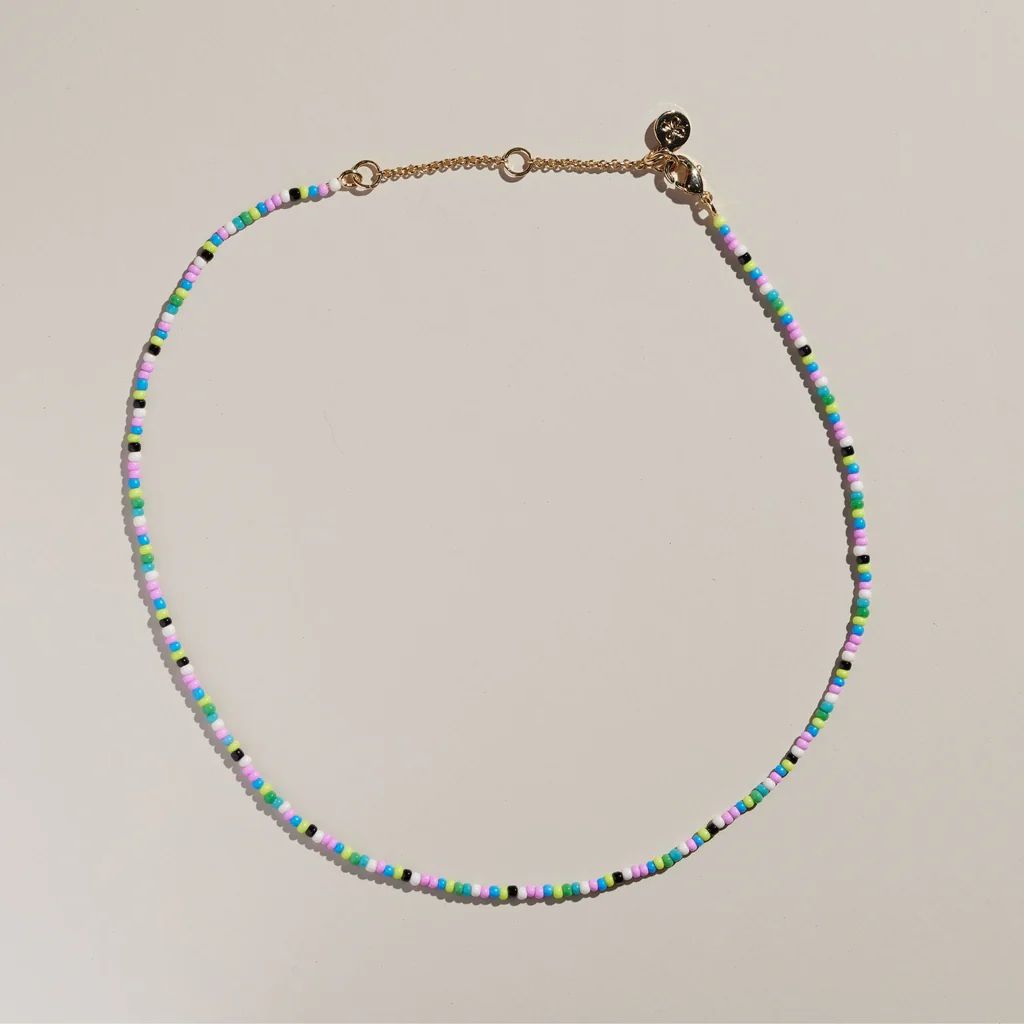 Colorful Seed Bead Choker | Nickel and Suede