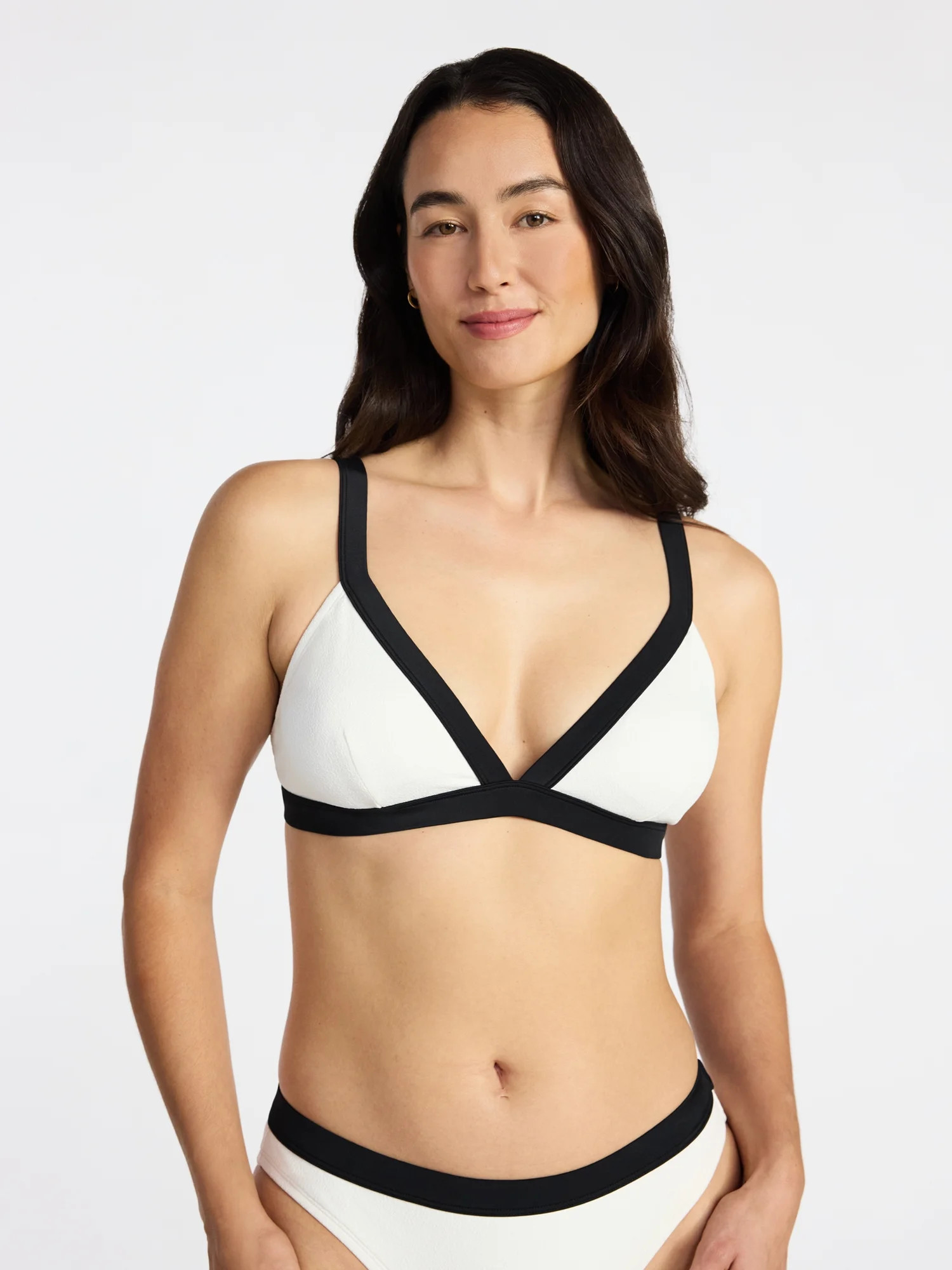 Time and Tru Women's and Women's Plus Size Shore Side Contrast Banded Bikini Top, Sizes XS-3X | Walmart (US)