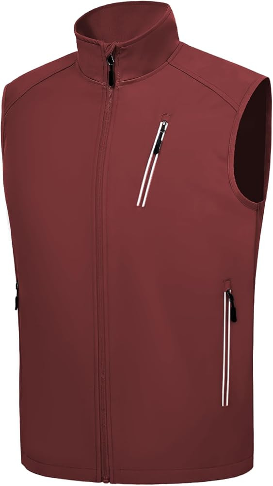Men's Lightweight Golf Vest Windproof Softshell Vests Outerwear Multi-Pockets Zip Up Sleeveless J... | Amazon (US)