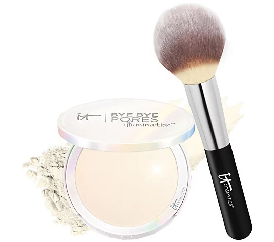 IT Cosmetics Bye Bye Pores Pressed Illumination with Brush - QVC.com | QVC