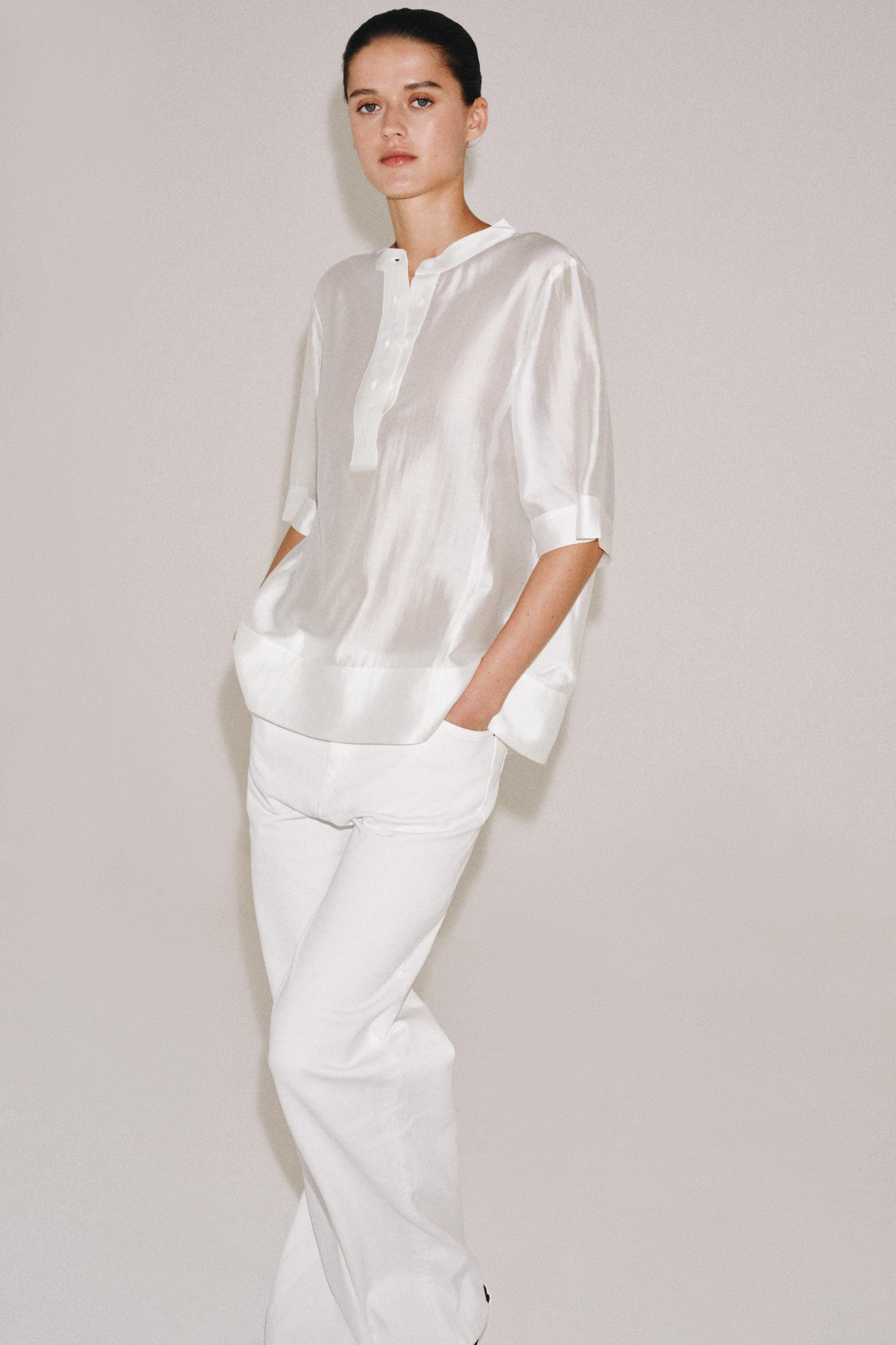 ZW COLLECTION FLOWY SHORT SLEEVE BLOUSE | Zara US