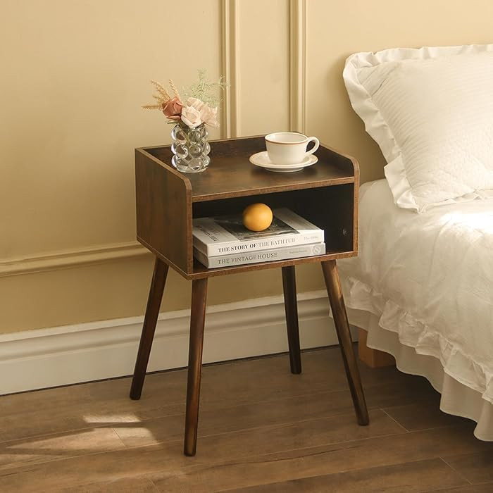 MaxSmeo Nightstand, Mid Century Modern Side Table Bedroom with Storage, Small End Bedside Table w... | Amazon (US)