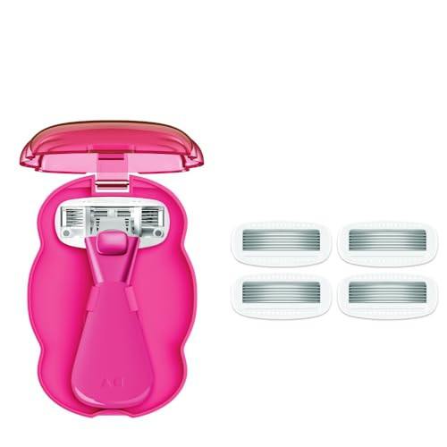 Athena Club Mini Razor Kit for Women, Travel Size 5-Blade Cartridge Razor for Sensitive Skin, Serum-Infused Blades with Shea Butter and Hyaluronic Acid, Includes Handle, 5 Refills and Travel Case | Amazon (US)