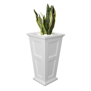 Mayne Self-Watering Fairfield 16 in. Square White Plastic Column Planter-5829W - The Home Depot | The Home Depot
