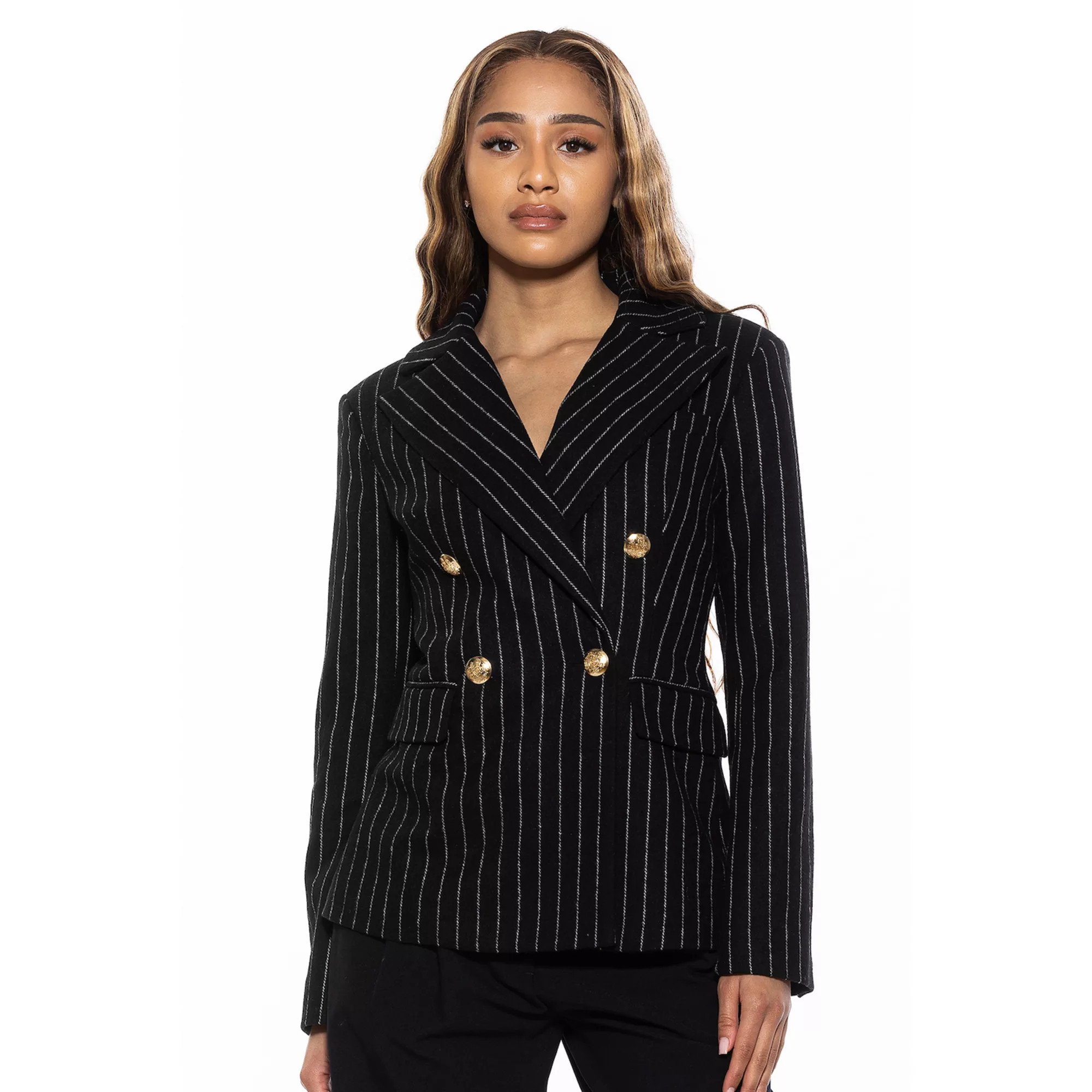 Women's ALEXIA ADMOR Farrah Striped Classic Double Breasted Jacket | Kohl's