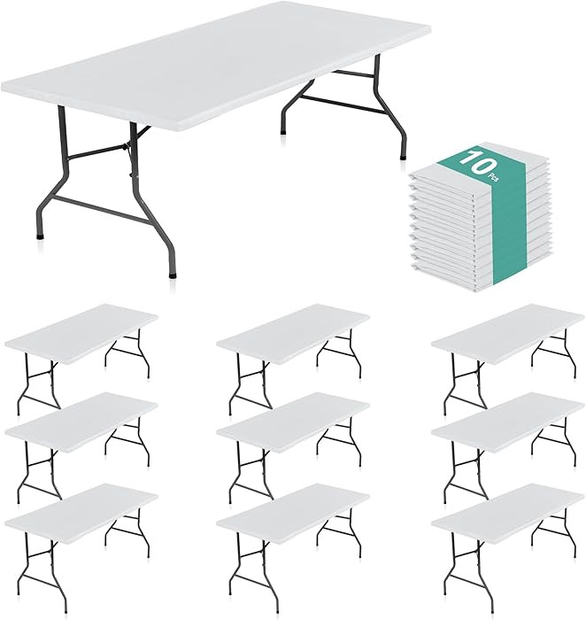 LUSHVIDA 10 Packs Vinyl Tablecloths with Flannel Backing for 6ft Rectangle Folding Table Cloths -... | Amazon (US)