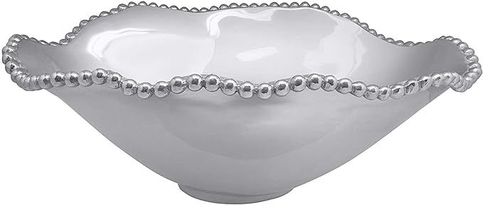 MARIPOSA Pearled Oval Wavy Serving Bowl, Silver | Amazon (US)