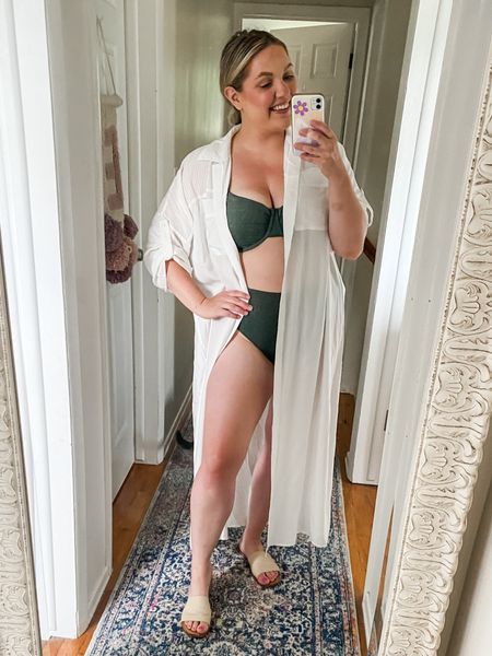There are so many ways to style this cover up. Perfect if you want to take your suit from the beach to lunch. It buttons up and comes with a tie, so you can sinch the waist. 

I do think it runs a little large. I’m wearing a large here, and would size down.



#LTKStyleTip #LTKSwim #LTKSeasonal