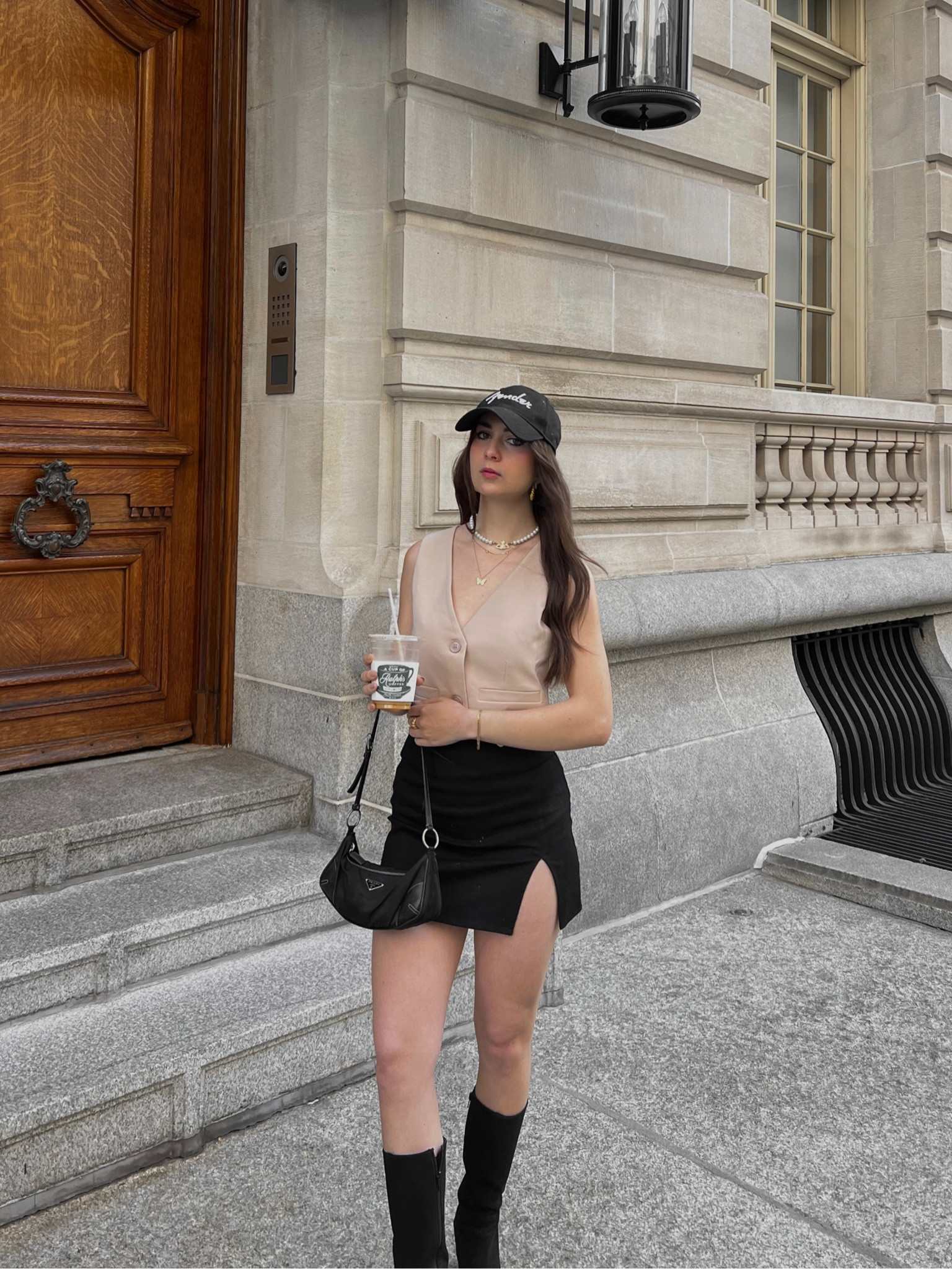 Parisian outfit inspiration 
mini skirt, suit vest, beige outfit, black outfit, baseball cap, street style, Paris street style, knee high boots, workwear, business casual

#LTKworkwear #LTKunder50 #LTKFind
