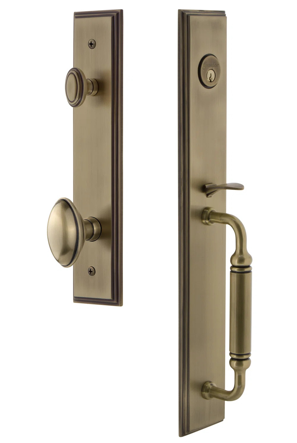 Carré One-Piece Handleset with Single Cylinder Deadbolt and C Grip with Eden Prairie Knob | Wayfair North America