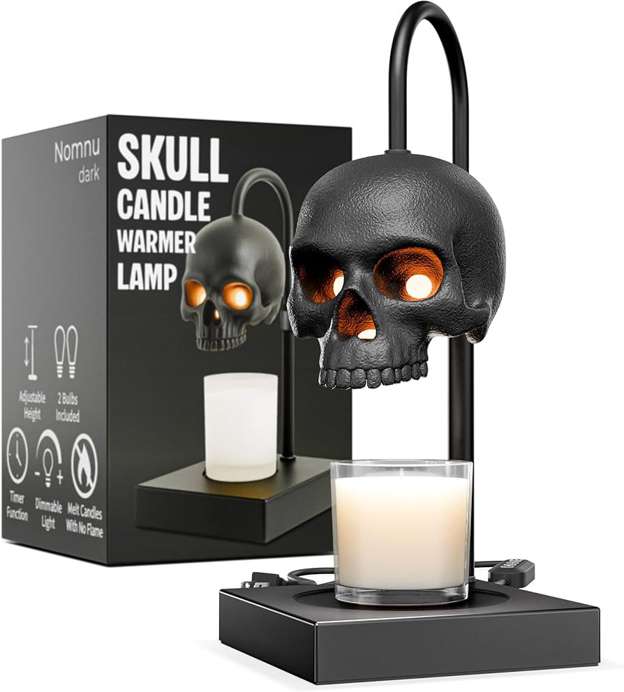 Skull Candle Warmer Lamp with Timer & Dimmer *Candles NOT Included – Black Gothic Table Lamp Ca... | Amazon (US)