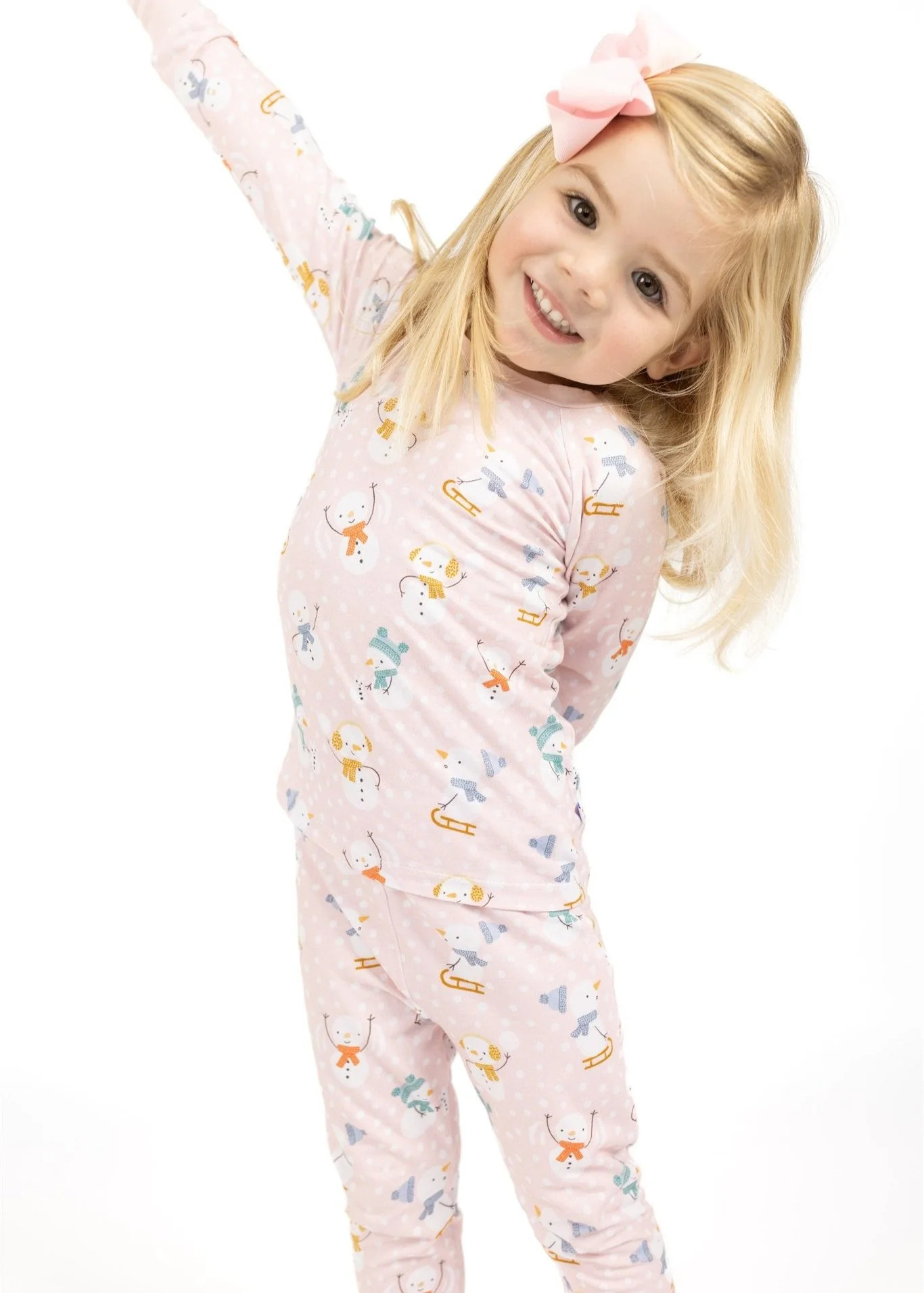 Pink Snowmen Two-Piece Pajamas | Tiny Jams