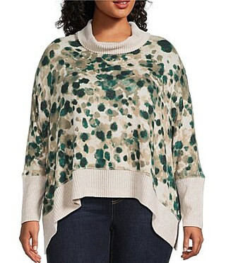 Westbound Plus Size Animal Print Long Sleeve Mock Neck Knit Top - 2X | Dillard's