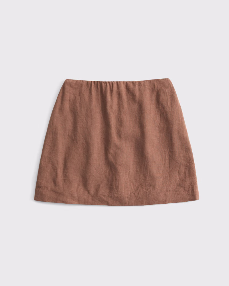 Abercrombie & Fitch Women's The A&F Scarlett Linen-Blend Mini Skort in Brown - Size XXS | Abercrombie & Fitch (US)