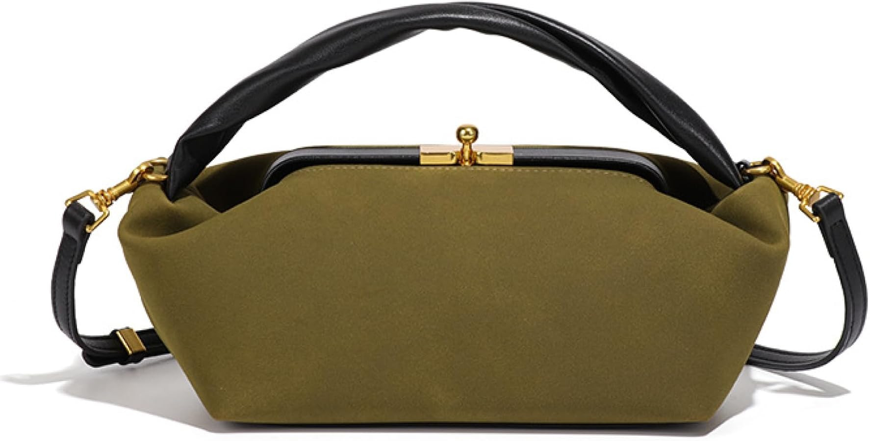 Suede Kiss Lock Shoulder Bag for Women, Vintage Slouchy Hobo Handbag, Soft Faux Suede Satchel wit... | Amazon (US)