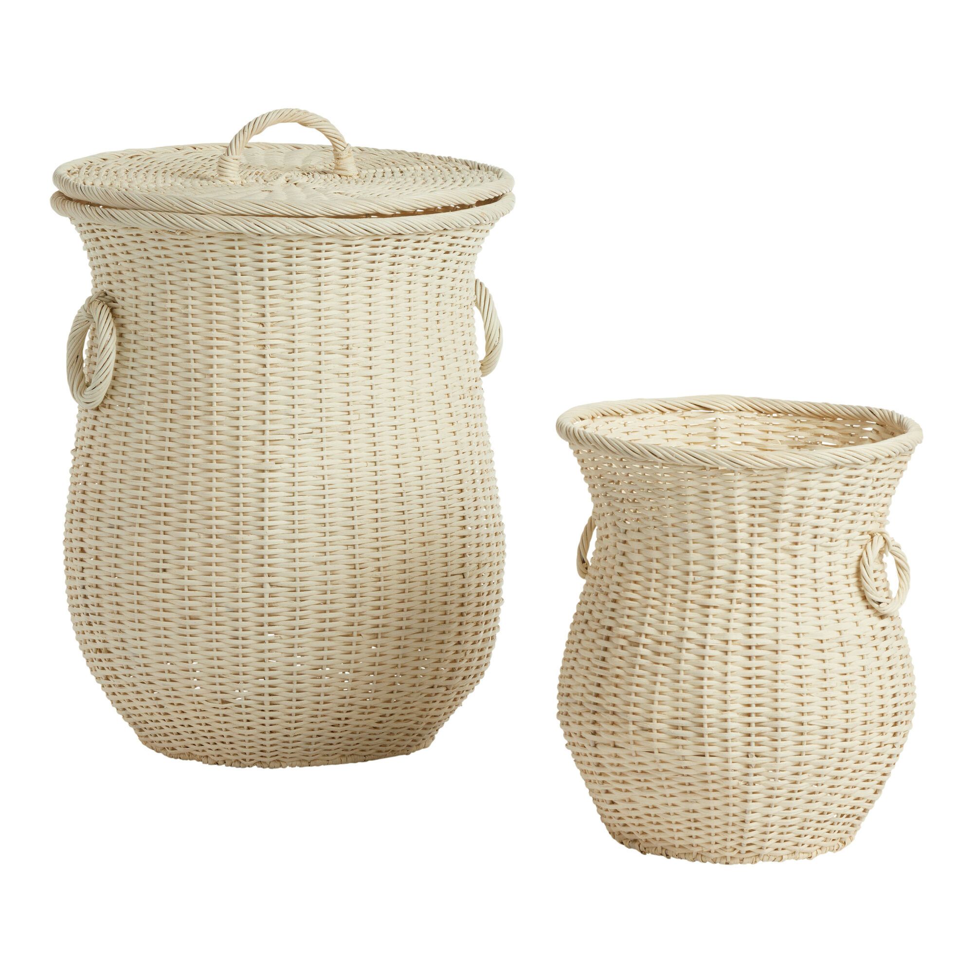 Blanca White Rattan Vase Shaped Basket | World Market