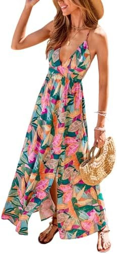 CUPSHE Womens Summer Maxi Dress 2026 Sleeveless Long Sundresses Spaghetti Strap Flowy Boho Beach ... | Amazon (US)