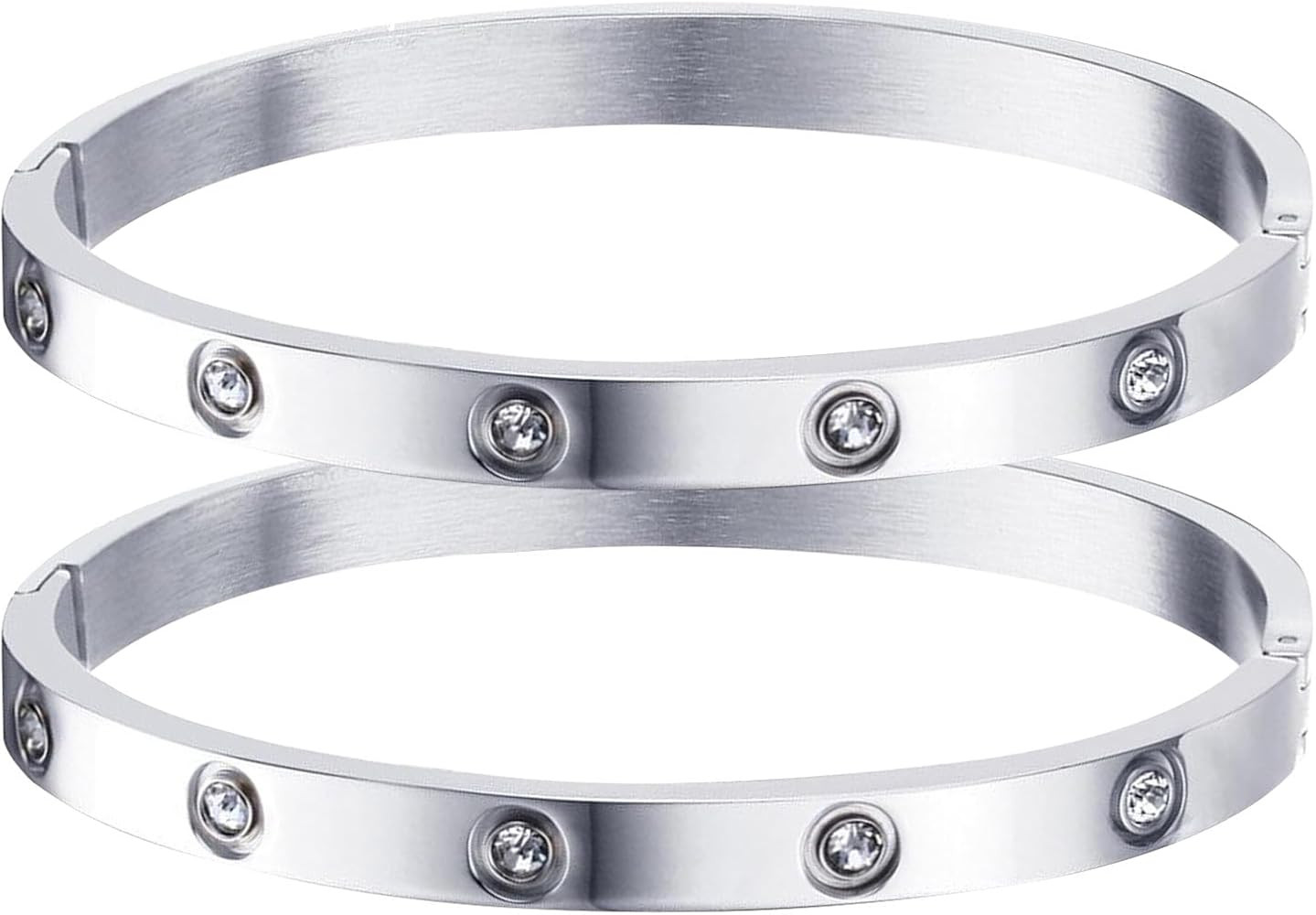 MPRAINBOW Gold Bracelets for Women, 2Pcs 18K Gold Plated Cubic Zirconia Bangle Crystal Friendship... | Amazon (US)