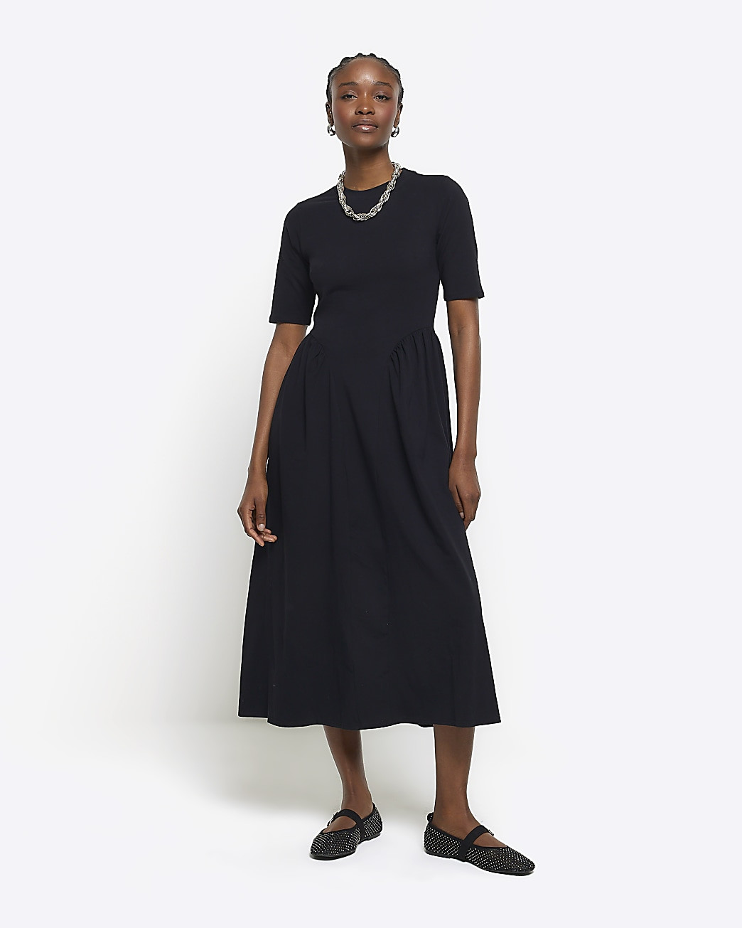 Black T-shirt Midi Dress | River Island (UK & IE)