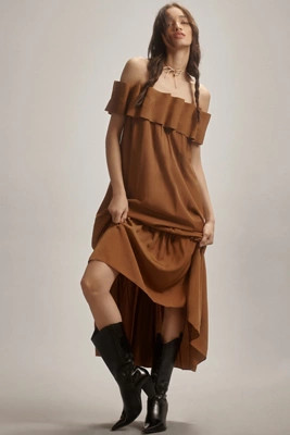 Mare Mare Off-The-Shoulder 3D Ruffled Midi Dress | Anthropologie (US)