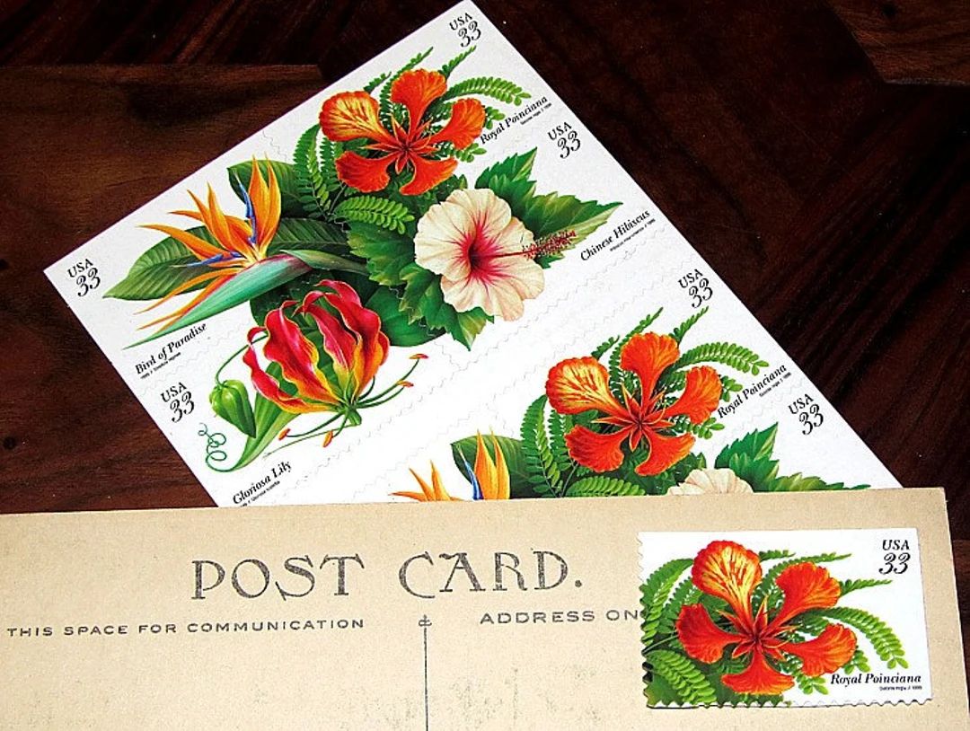 Tropical Flowers .. Unused Vintage Postage Stamps Tropical wedding decorations, Florida wedding, ... | Etsy (US)