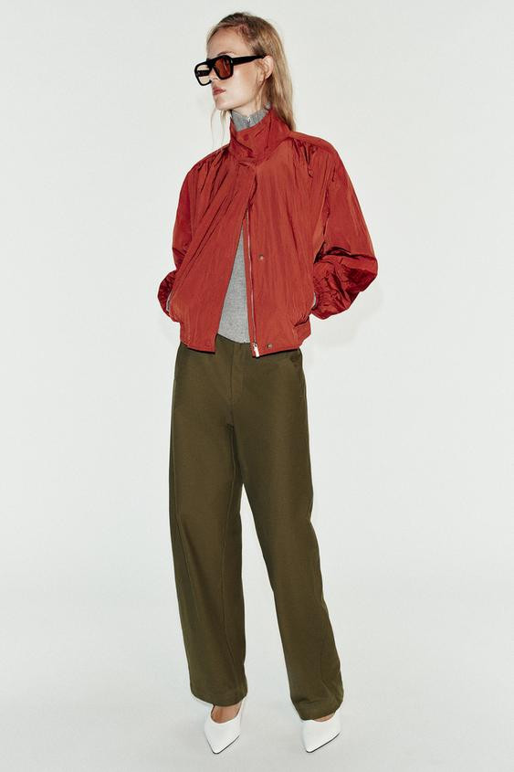 Zara - Stand-Up Collar Bomber Jacket - Brick - S - Woman | Zara US