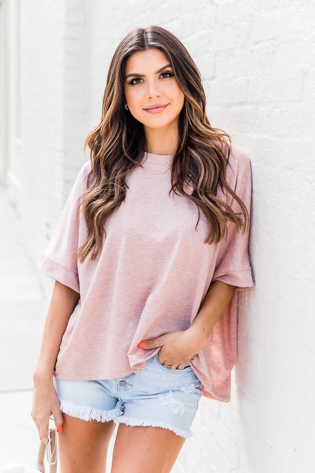 Desired Moment Mauve Heather Open Back Tee | Pink Lily