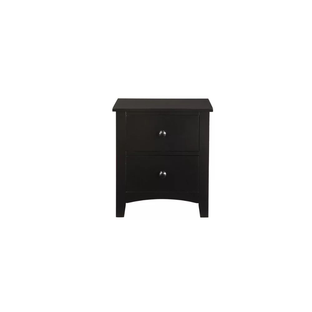 Pine Wood Night Stand With 2 Drawers, Black | Walmart (US)