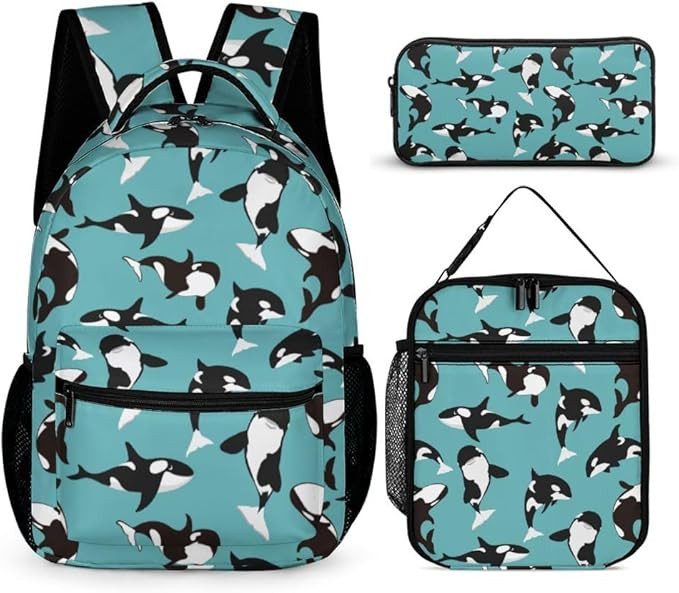 Unique School Backpack Set - Smooth 17" Backpack with Insulated Lunch Bag Multi-Pocket Bookbag fo... | Amazon (US)