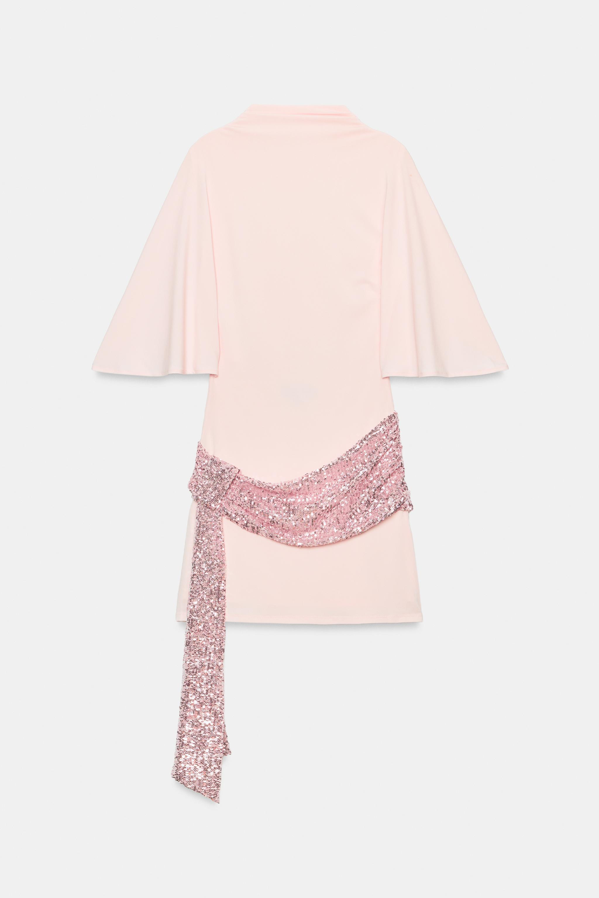 SEQUINNED SASH MINI DRESS | Zara UK