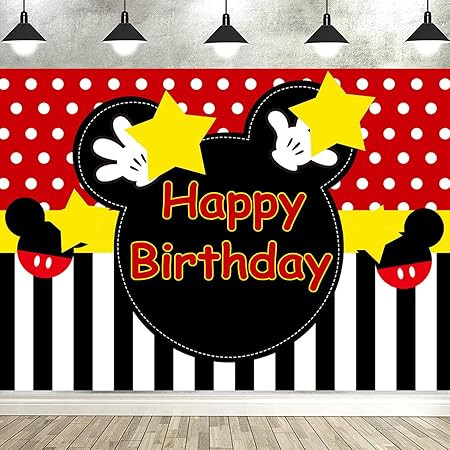 5x3FT Red Cartoon Birthday Backdrop Happy Birthday Dots Photography Background Banner for Kids Bo... | Amazon (US)