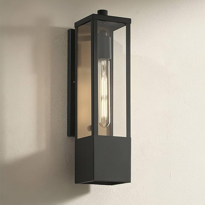 Possini Euro Design Berk Modern Outdoor Wall Light Fixture Textured Black Gold Steel Box Frame 16... | Amazon (US)
