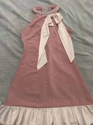 Cocktail Turtle Neck Pink Mid Dress with Perls Size Medium | eBay US