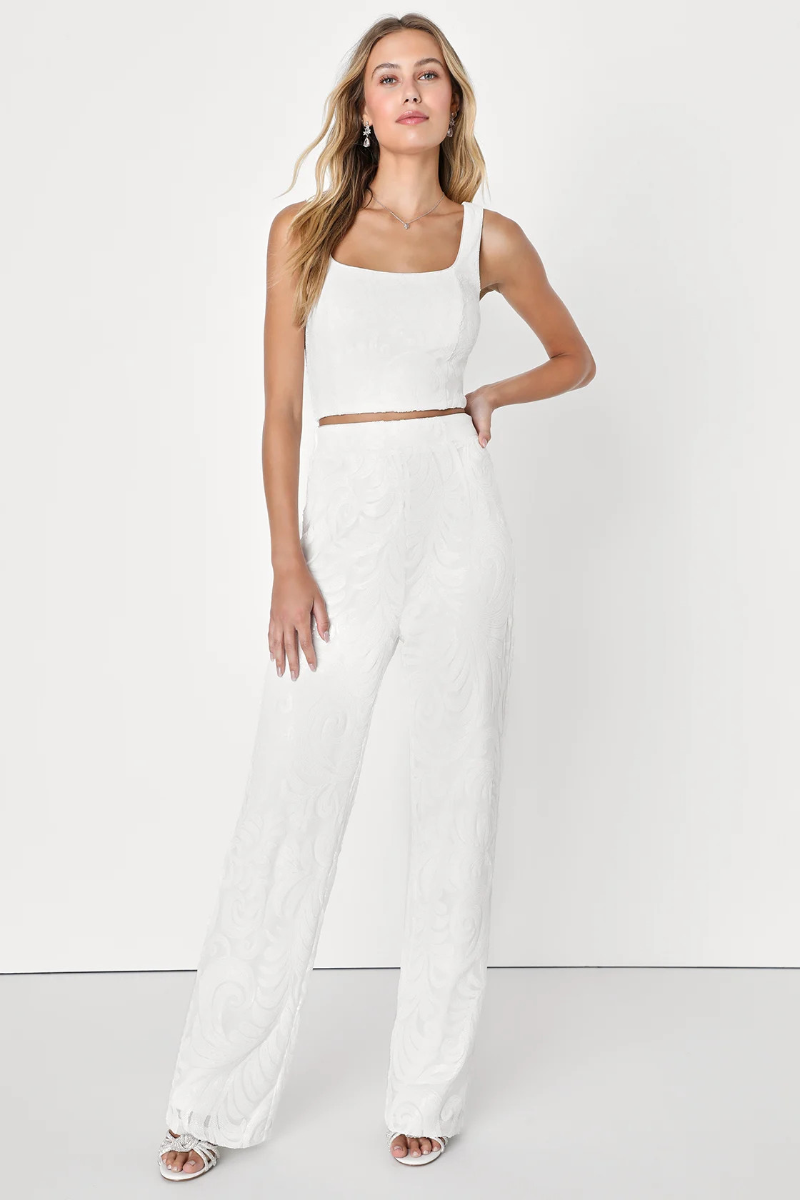 Brilliant Essence Ivory Sequin Sleeveless Two-Piece Jumpsuit | Lulus (US)