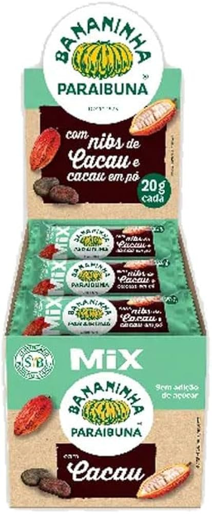Bananinha Mix com Nibs de Cacau, Sem Adição De Açúcar Paraibuna Contendo 20 Unidades De 20g C... | Amazon (BR)