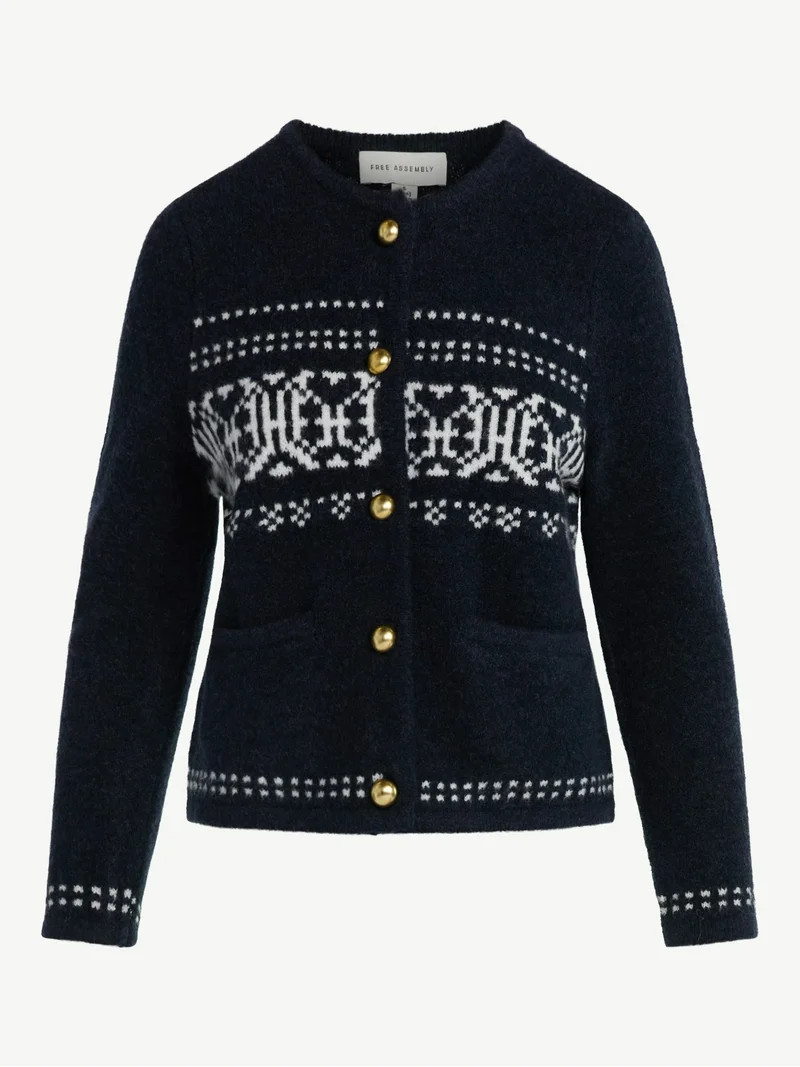 Free Assembly Women's and Women's Plus Fair Isle Cardigan with Welt Pockets, Midweight, Sizes XS-... | Walmart (US)