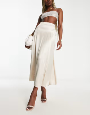 & Other Stories satin midaxi skirt in beige | ASOS (Global)