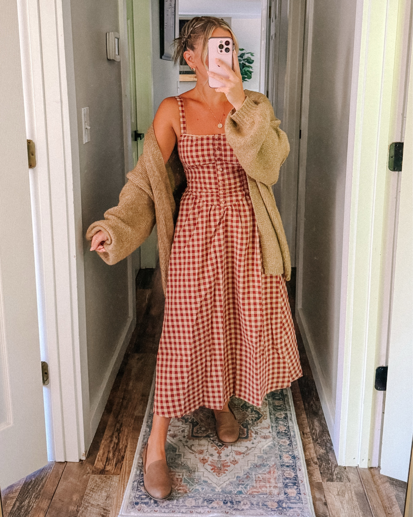 Fall Gingham 🤎 
Dress: XS 
Cardigan: S 

Fall outfit inspo, fall dresses, autumn aesthetic 

#LTKStyleTip #LTKSeasonal